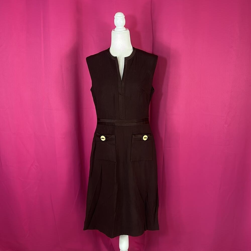 Vintage 60s 70s Wolf H Busse chocolate brown a line day midi dress, size med